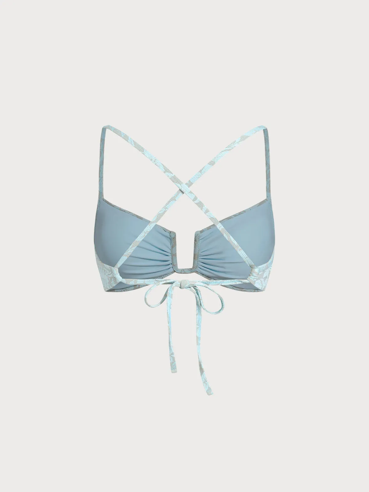 Light Blue U Neck Textured Bikini Top sold by BERLOOK product image thumbnail 2
