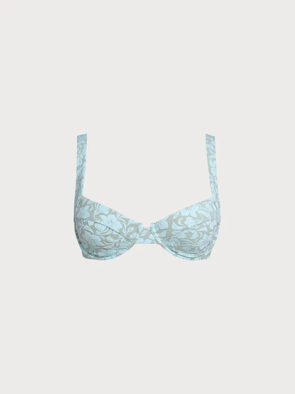 Light Blue Underwire Textured Bikini Top sold by BERLOOK