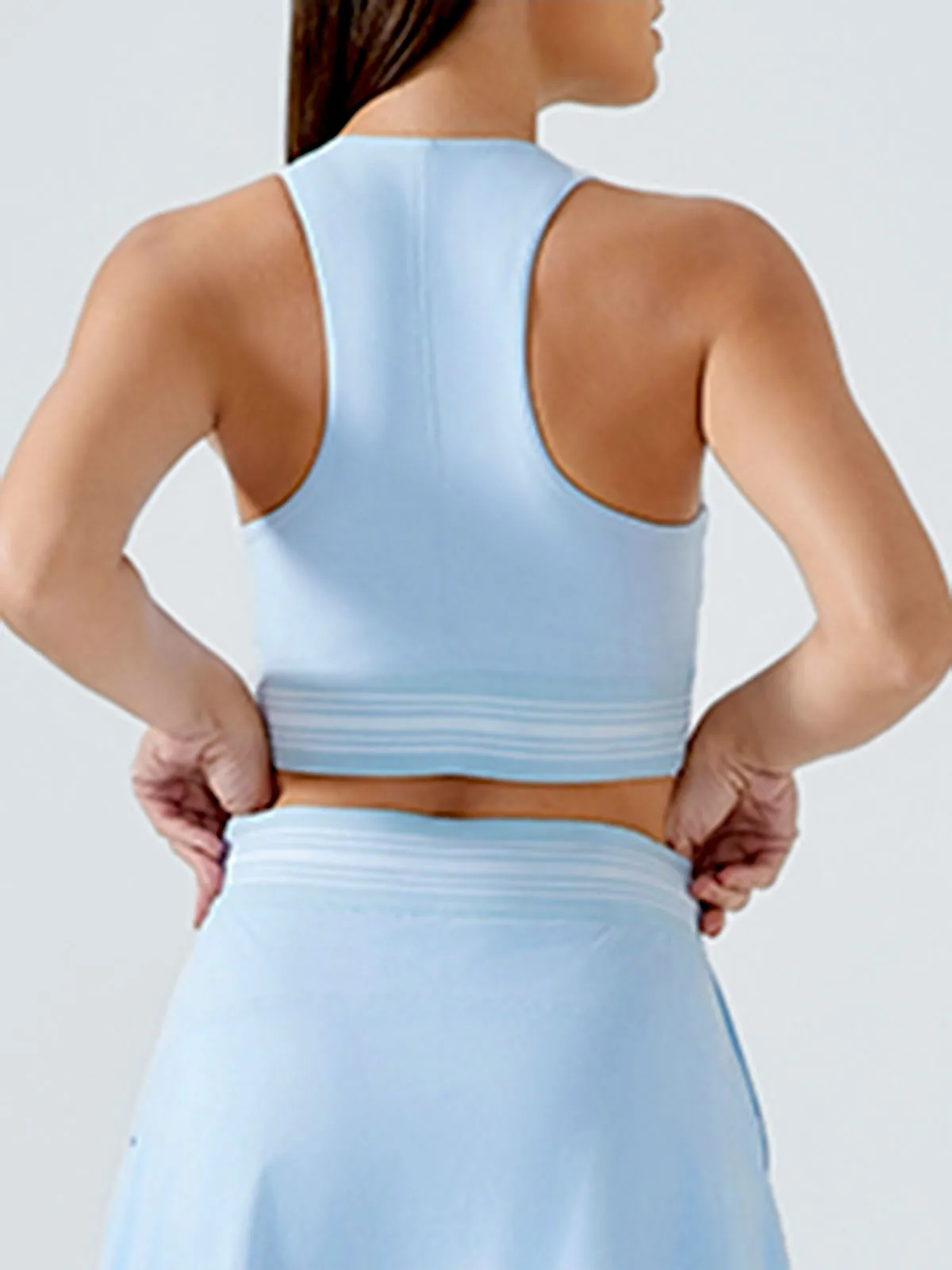 Blue Round Neck I-Back Tank Top sold by BERLOOK product image thumbnail 3