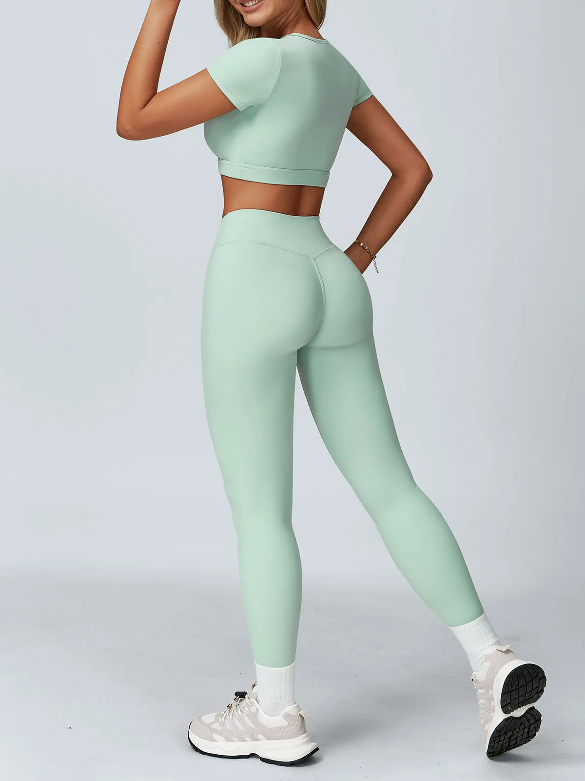 Light Green V Cut Leggings 26" sold by BERLOOK product image thumbnail 2