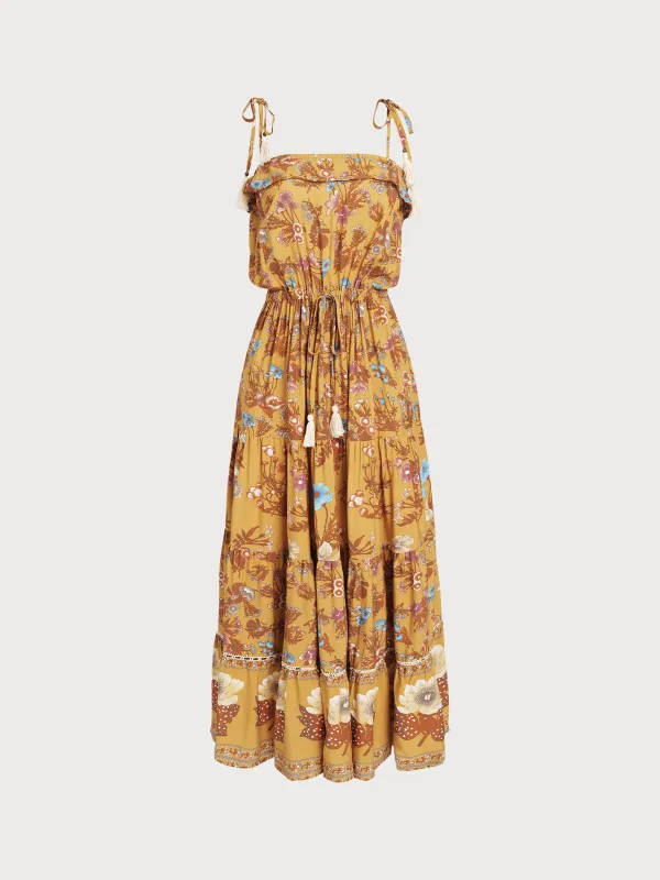 Yellow Print Beach Dresse sold by BERLOOK
