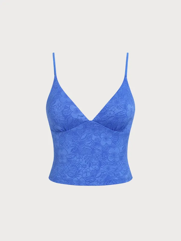 Blue Floral Textured Tankini Top sold by BERLOOK