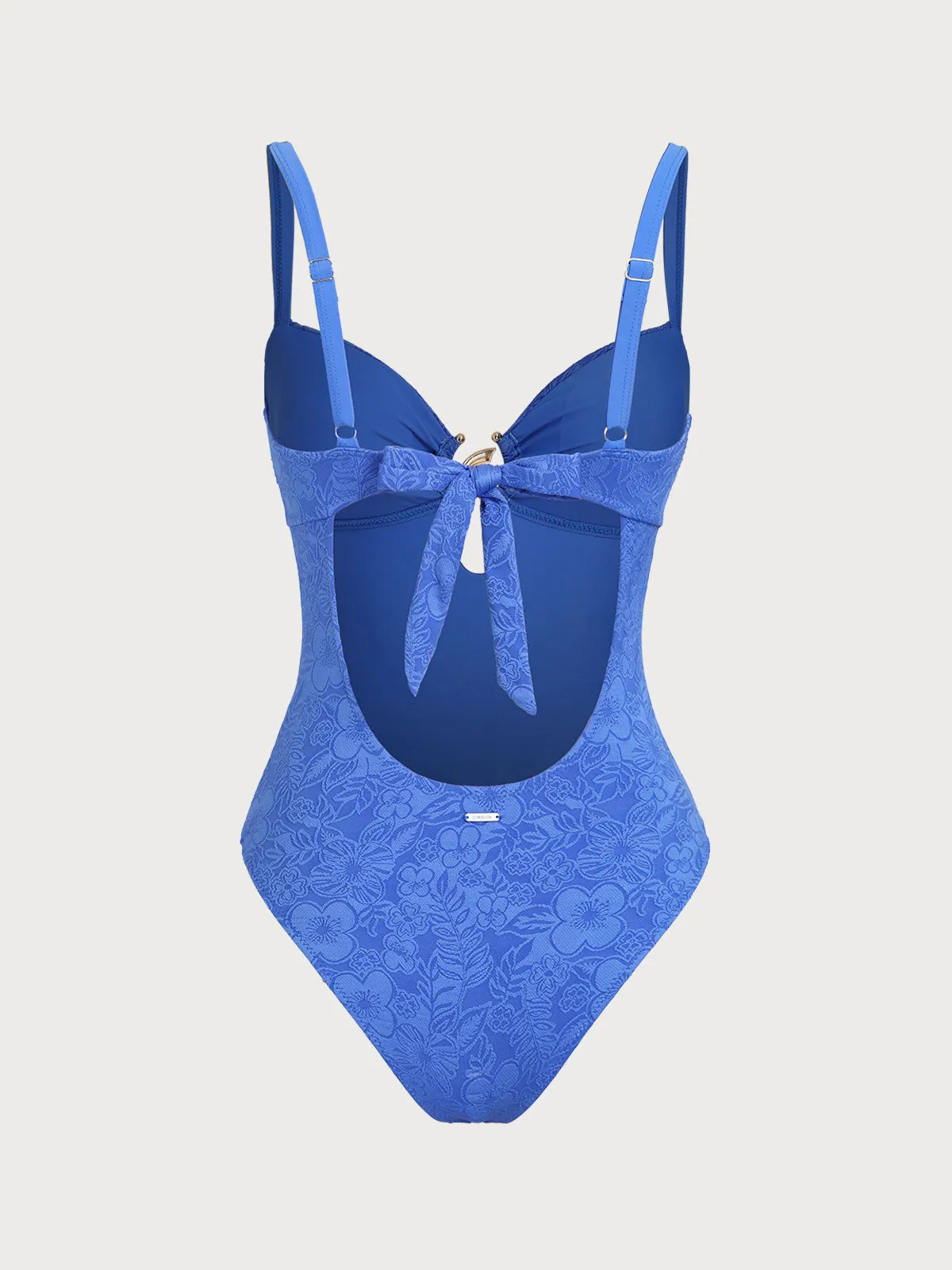 Blue Floral Textured One-Piece Swimsuit sold by BERLOOK product image thumbnail 2