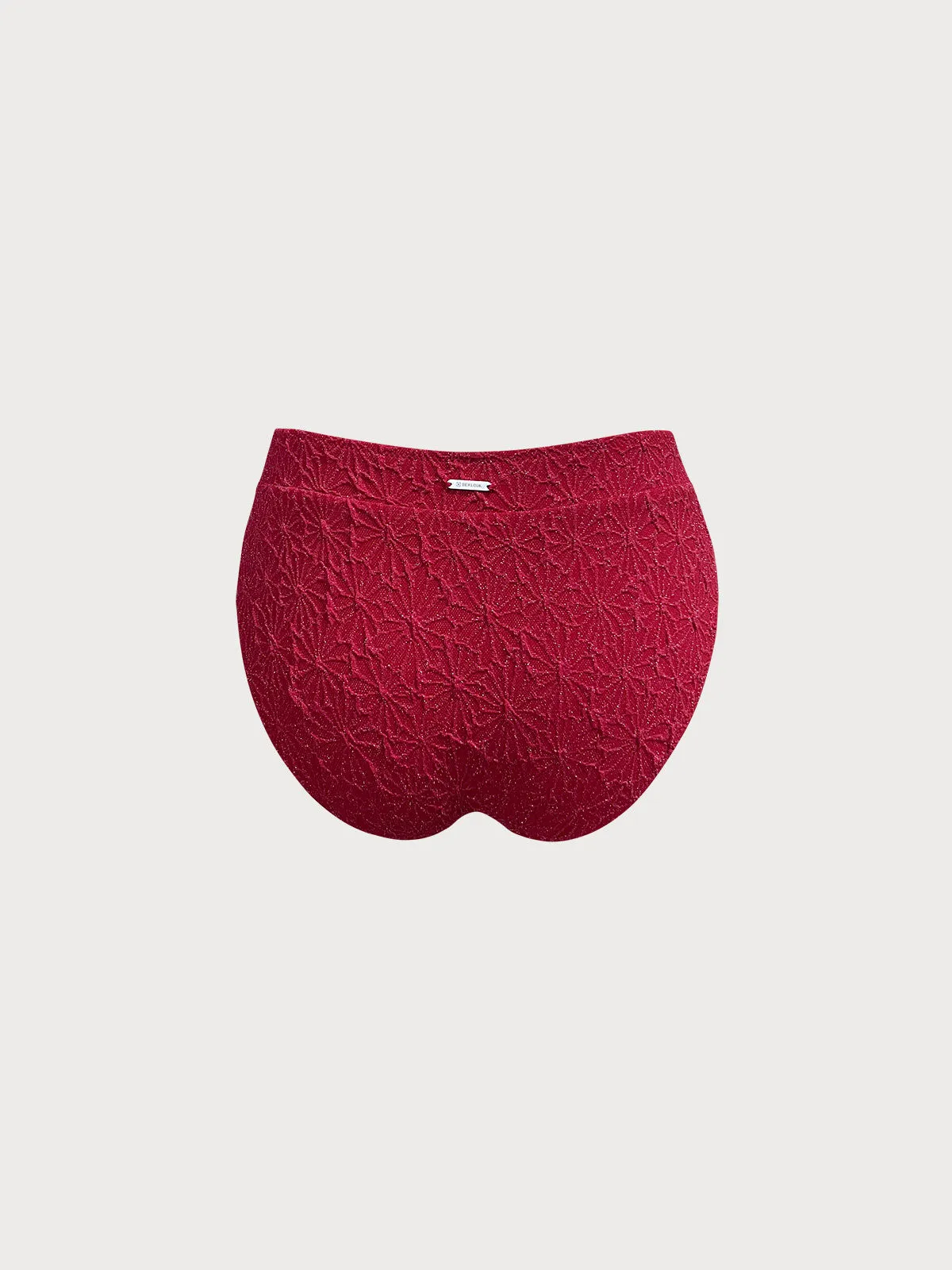 Wine Red Textured Full Coverage Bikini Bottom sold by BERLOOK product image thumbnail 2
