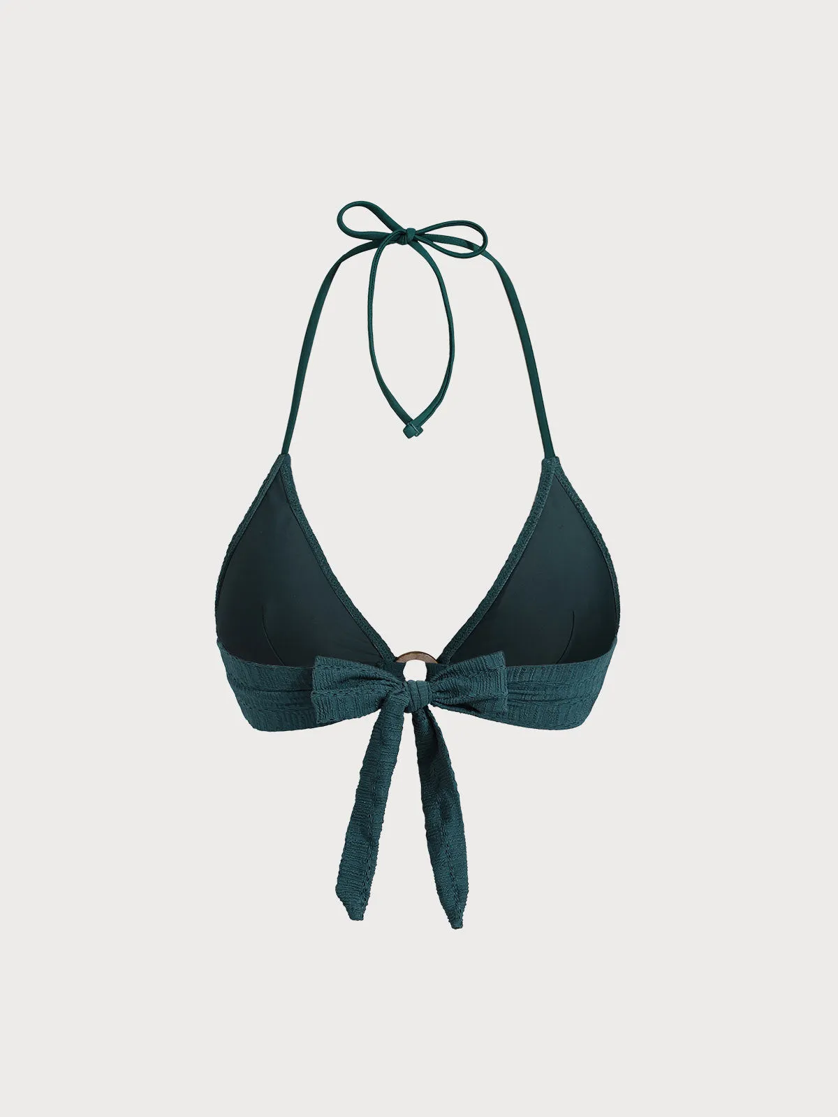Dark Green Textured Halter Bikini Top sold by BERLOOK product image thumbnail 2