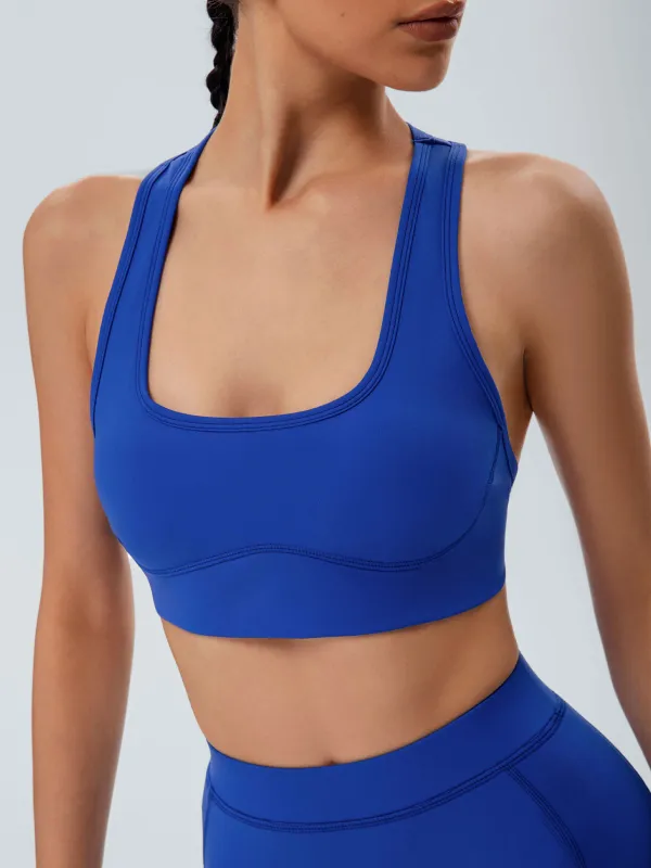 Blue I-Back Sports Bra sold by BERLOOK