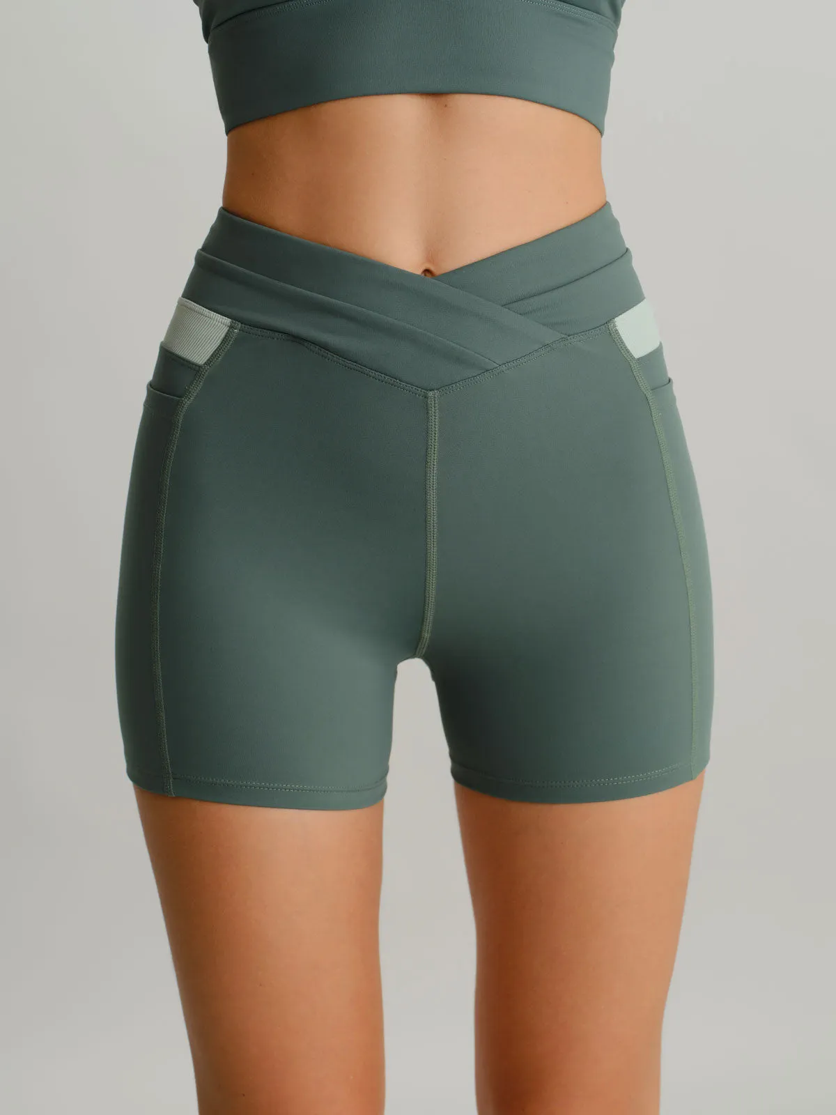 Sage Green V Cut Shorts 3" sold by BERLOOK product image thumbnail 5