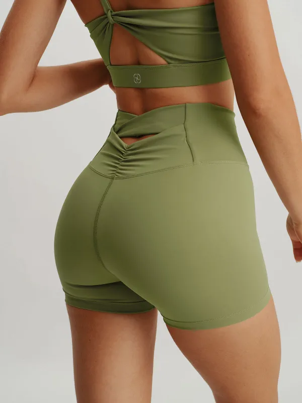 Green Cut Out Shorts 3" sold by BERLOOK