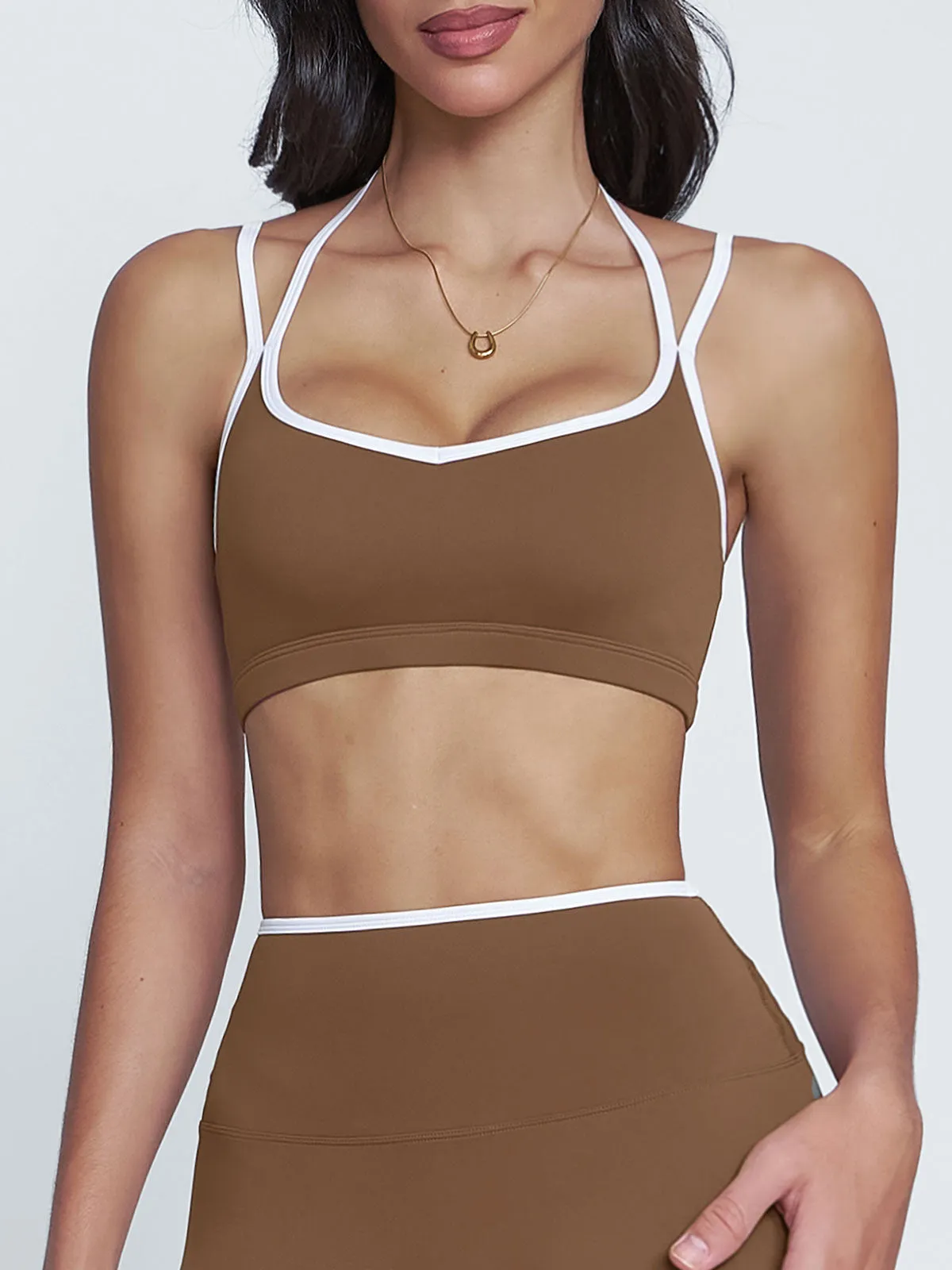 Brown X Cross Sports Bra - Light Support sold by BERLOOK