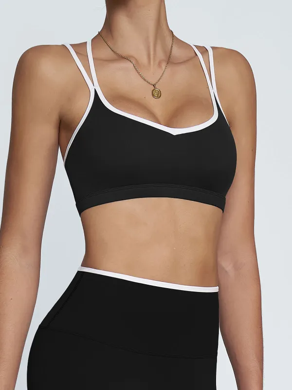 Black X Cross Sports Bra - Light Support sold by BERLOOK