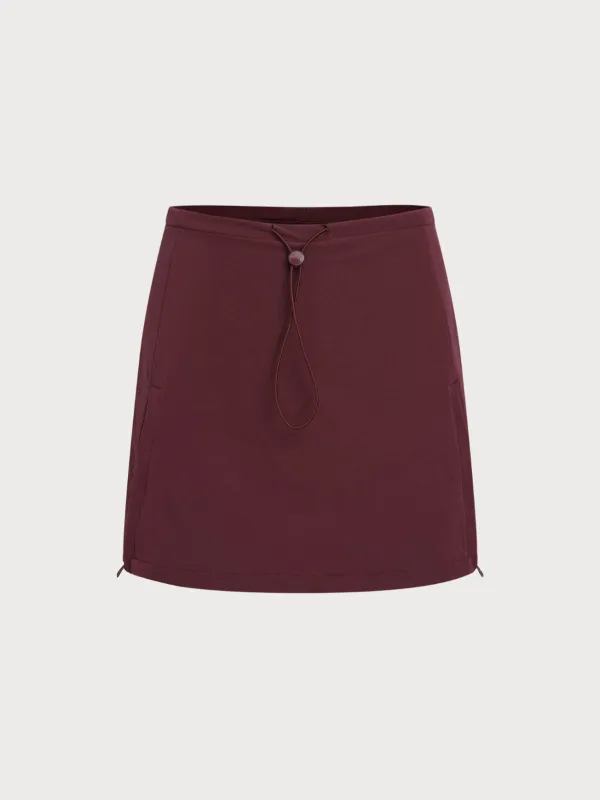 Burgundy A-line Sport Skirt sold by BERLOOK