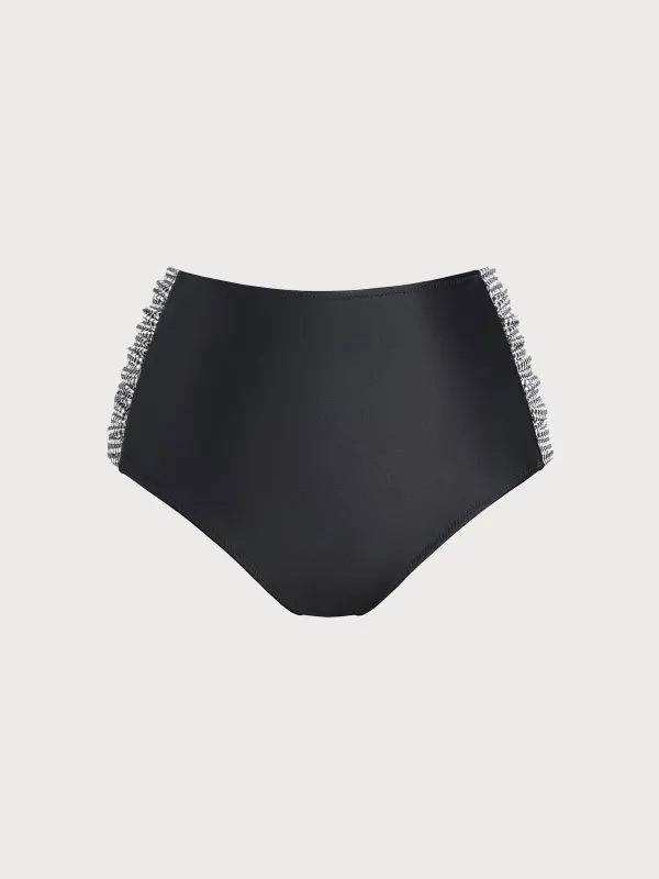 Black & White Contrast Side Plus Size Bikini Bottom sold by BERLOOK