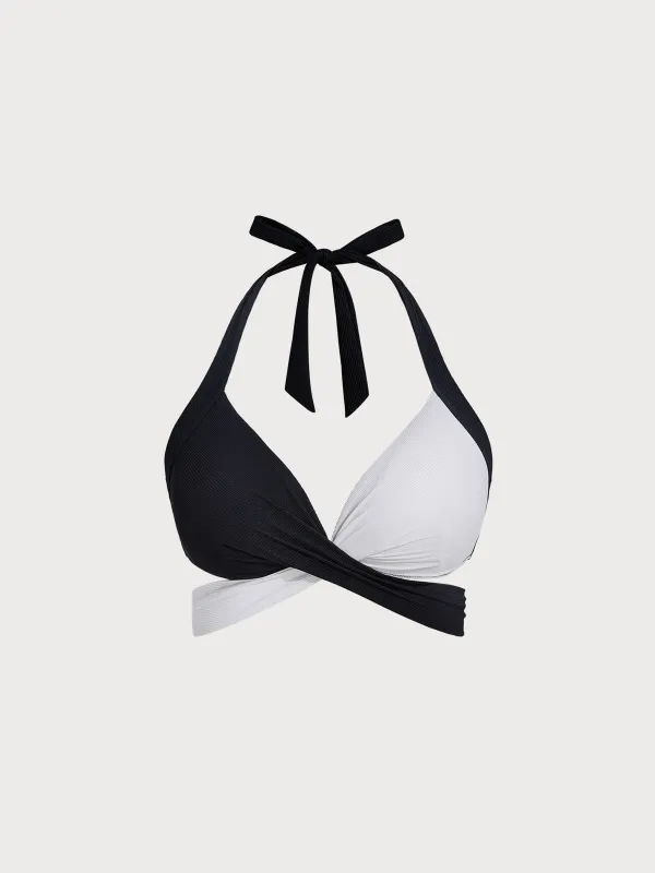 Black & White Triangle Plus Size Bikini Top sold by BERLOOK
