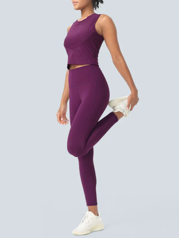 Breathable Purple Workout Leggings 24" sold by BERLOOK