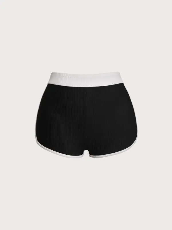 Black Contrast Full Coverage Plus Size Bikini Bottom sold by BERLOOK