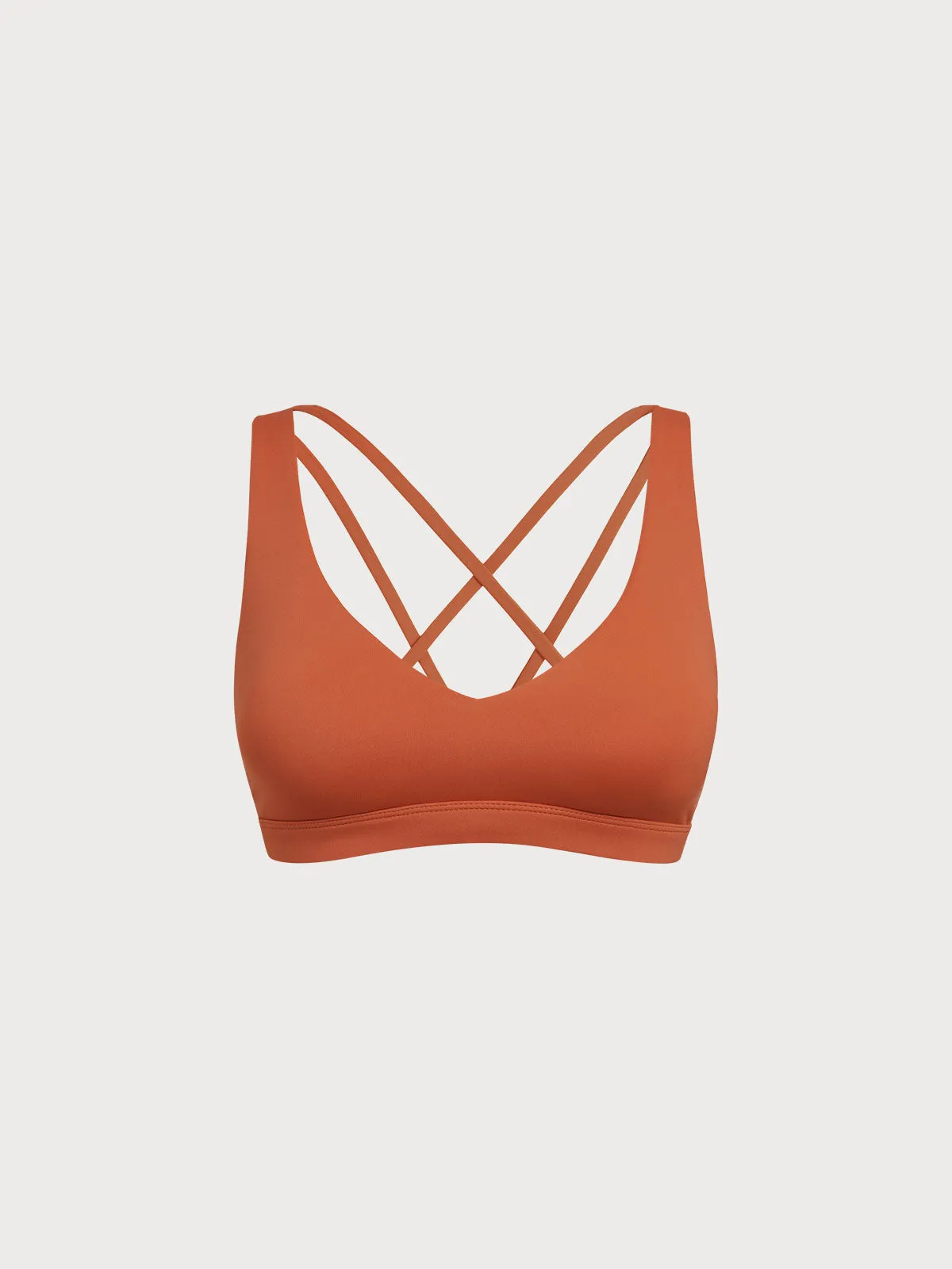 Brick Red V Neck Sports Bra sold by BERLOOK