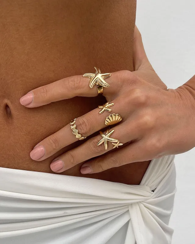 Sunset Shore Starfish Rings Set sold by BERLOOK