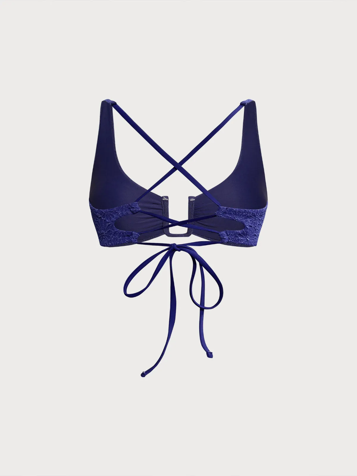 Navy Textured X Cross Bikini Top sold by BERLOOK product image thumbnail 2