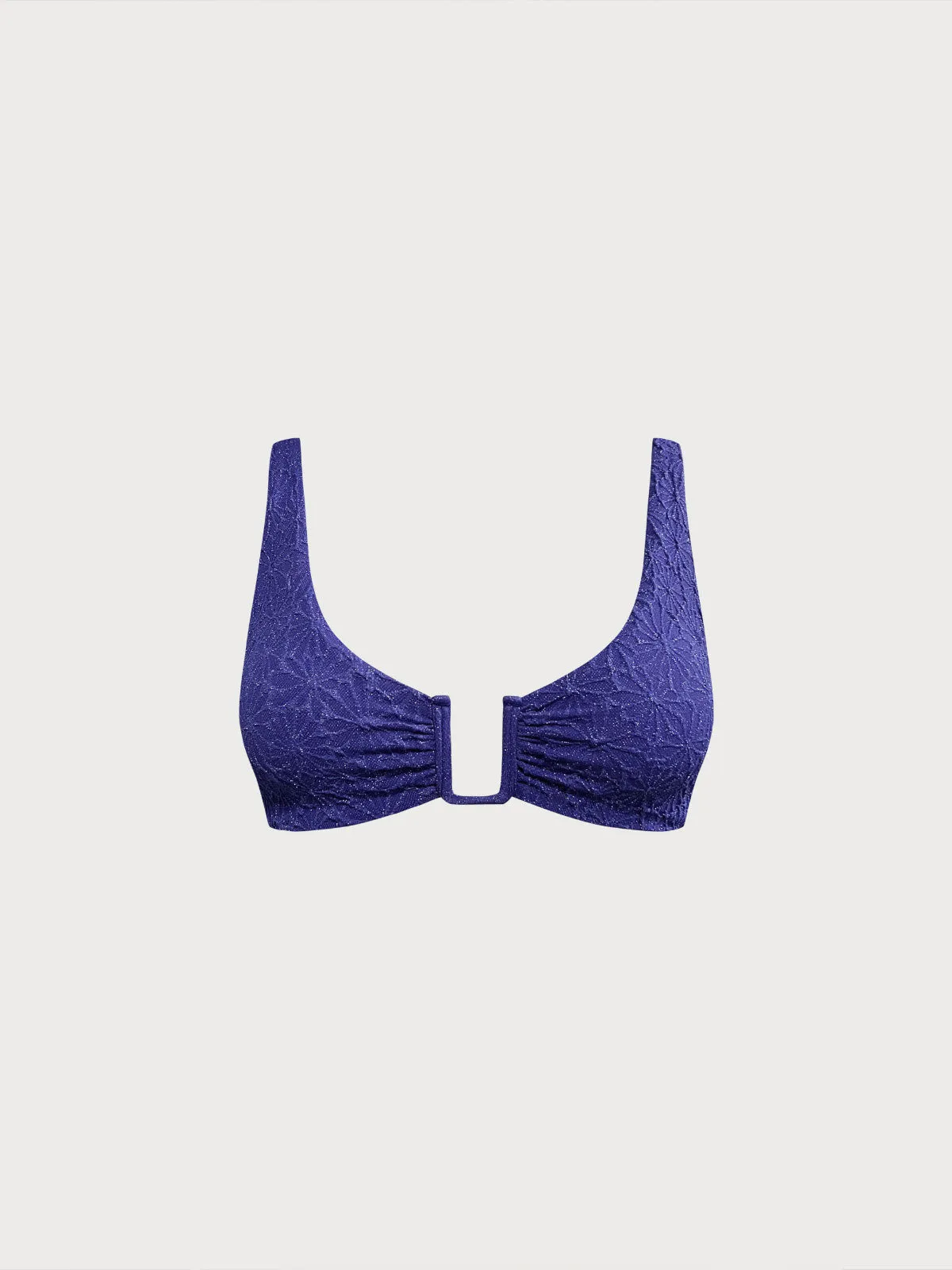 Navy Textured X Cross Bikini Top sold by BERLOOK