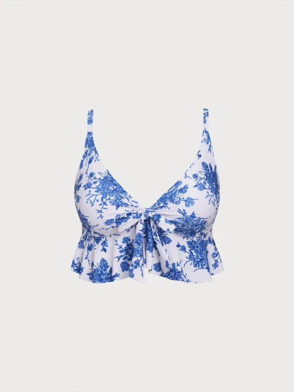 Blue Floral Plus Size Tankini Top sold by BERLOOK
