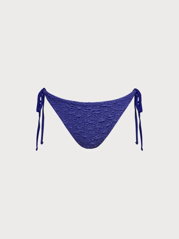Navy Textured Tie Bikini Bottom sold by BERLOOK