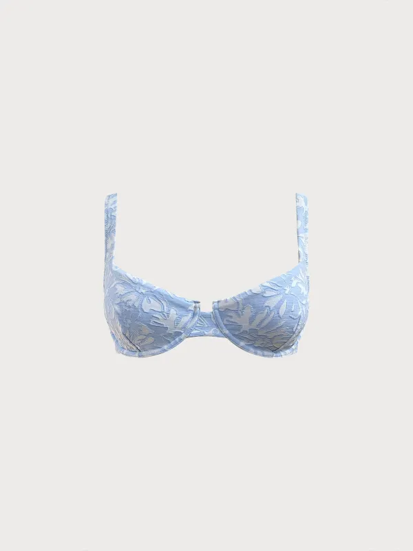 Light Blue Textured Underwire Bikini Top sold by BERLOOK