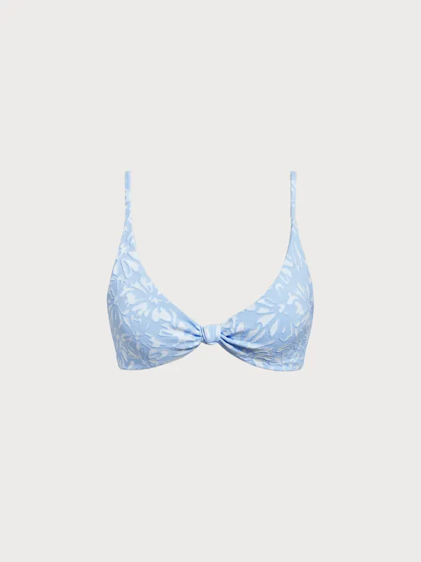 Light Blue Bloom Textured Bikini Top sold by BERLOOK