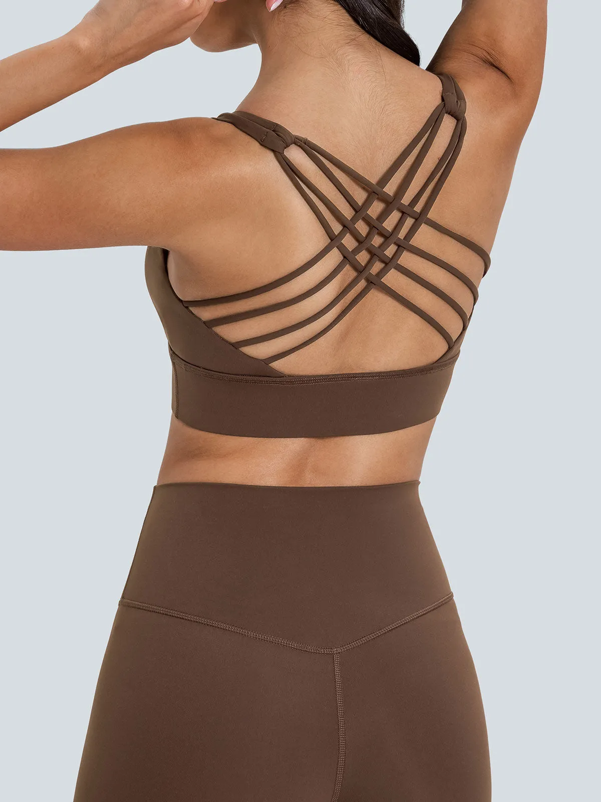 Coffee Weave Cross Back Sports Bra sold by BERLOOK product image thumbnail 3