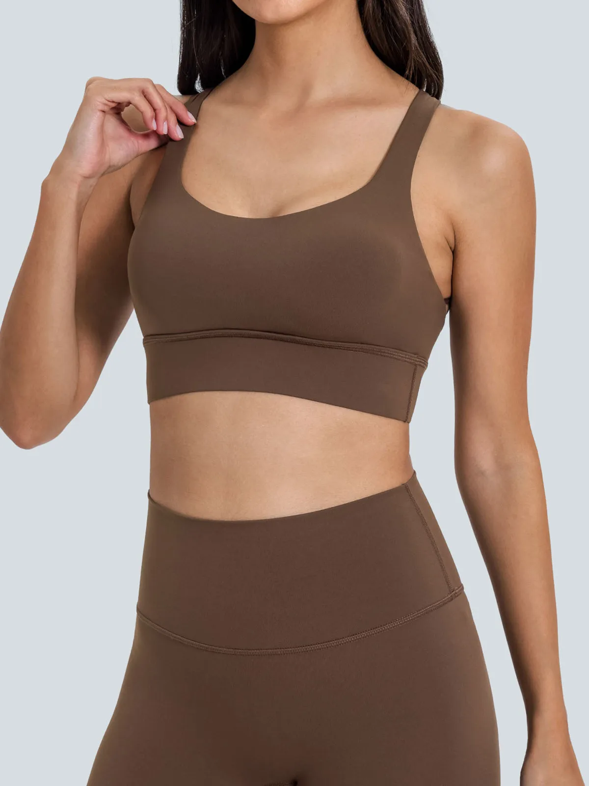 Coffee Weave Cross Back Sports Bra sold by BERLOOK product image thumbnail 4