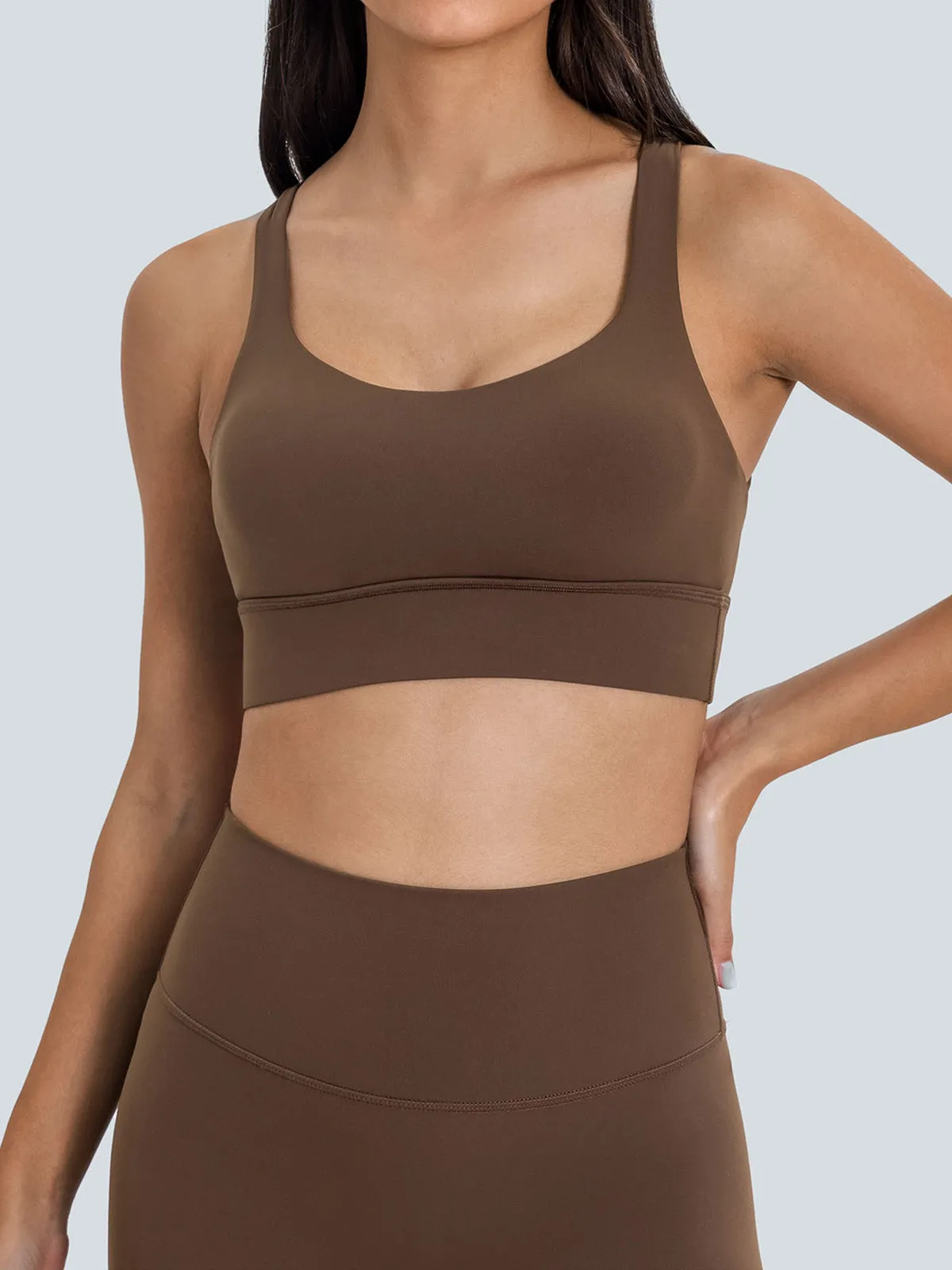 Coffee Weave Cross Back Sports Bra sold by BERLOOK product image thumbnail 2