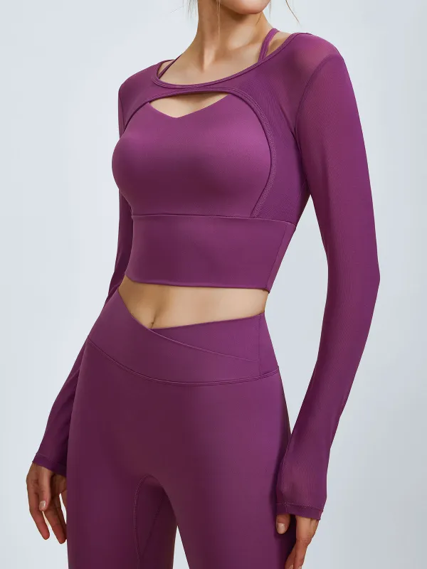 Purple Cut Out Long Sleeve Top--Light Support sold by BERLOOK