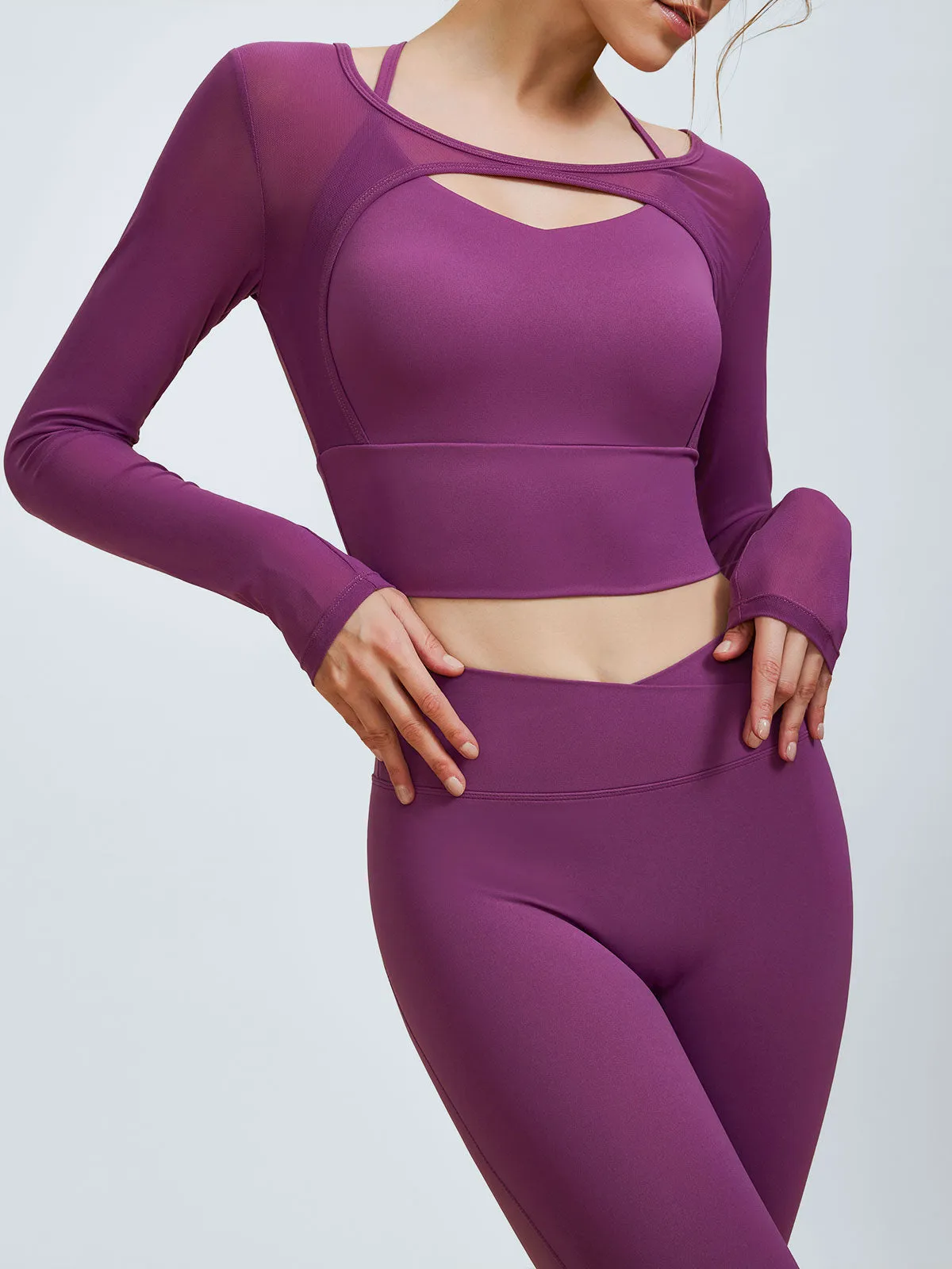 Purple Cut Out Long Sleeve Top--Light Support sold by BERLOOK product image thumbnail 3