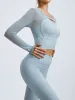 Light Blue Cut Out Long Sleeve Top--Light Support sold by BERLOOK