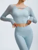 Light Blue Cut Out Long Sleeve Top--Light Support sold by BERLOOK