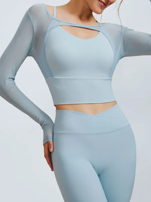 Light Blue Cut Out Long Sleeve Top--Light Support sold by BERLOOK