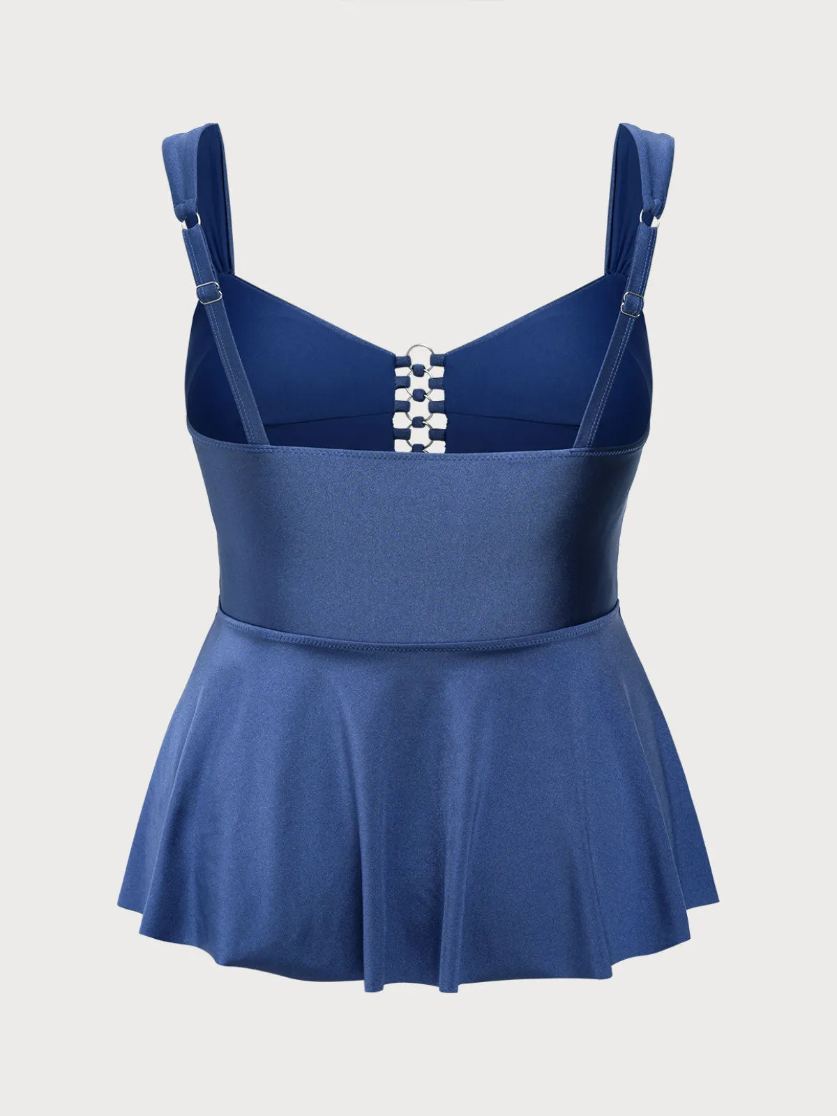 Blue Ruched Cutout Plus Size Tankini Top sold by BERLOOK product image thumbnail 2