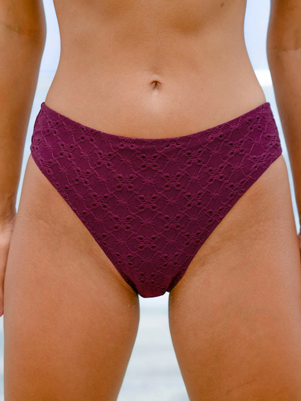 Burgundy Textured Tankini Bottom sold by BERLOOK