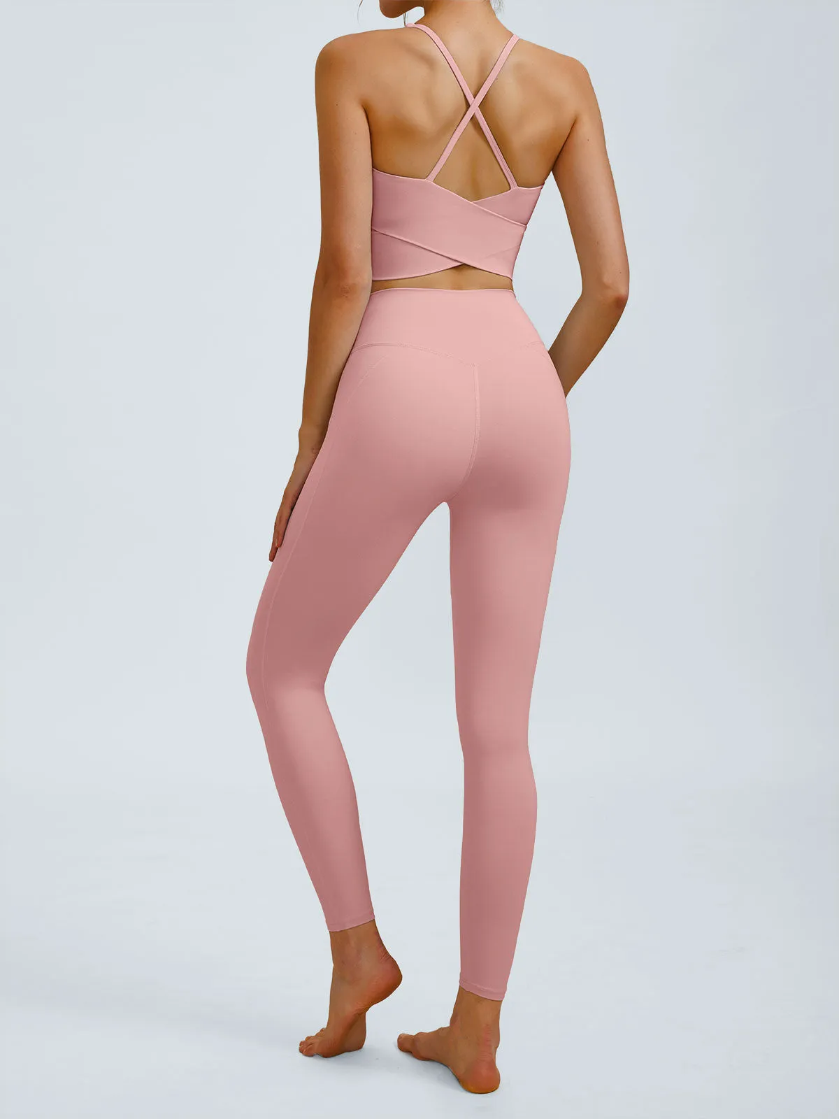 Pink V Neck X-Cross Sports Bra - Medium Support sold by BERLOOK product image thumbnail 3