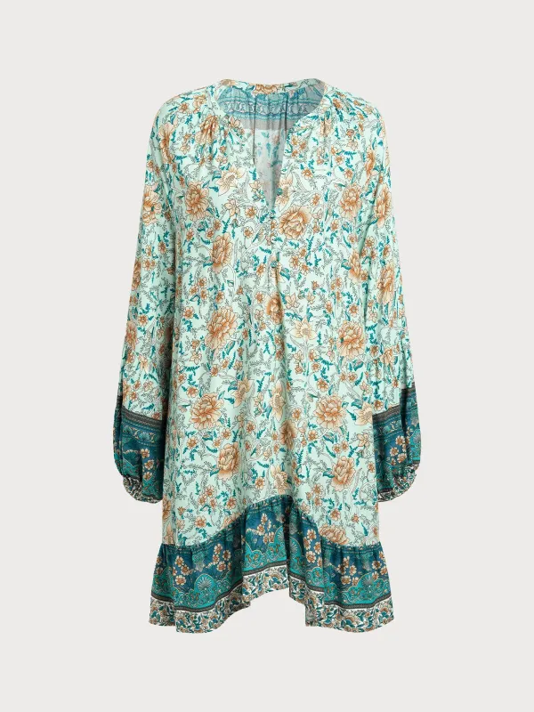 Floral Print Raglan Sleeve Beach Dress sold by BERLOOK