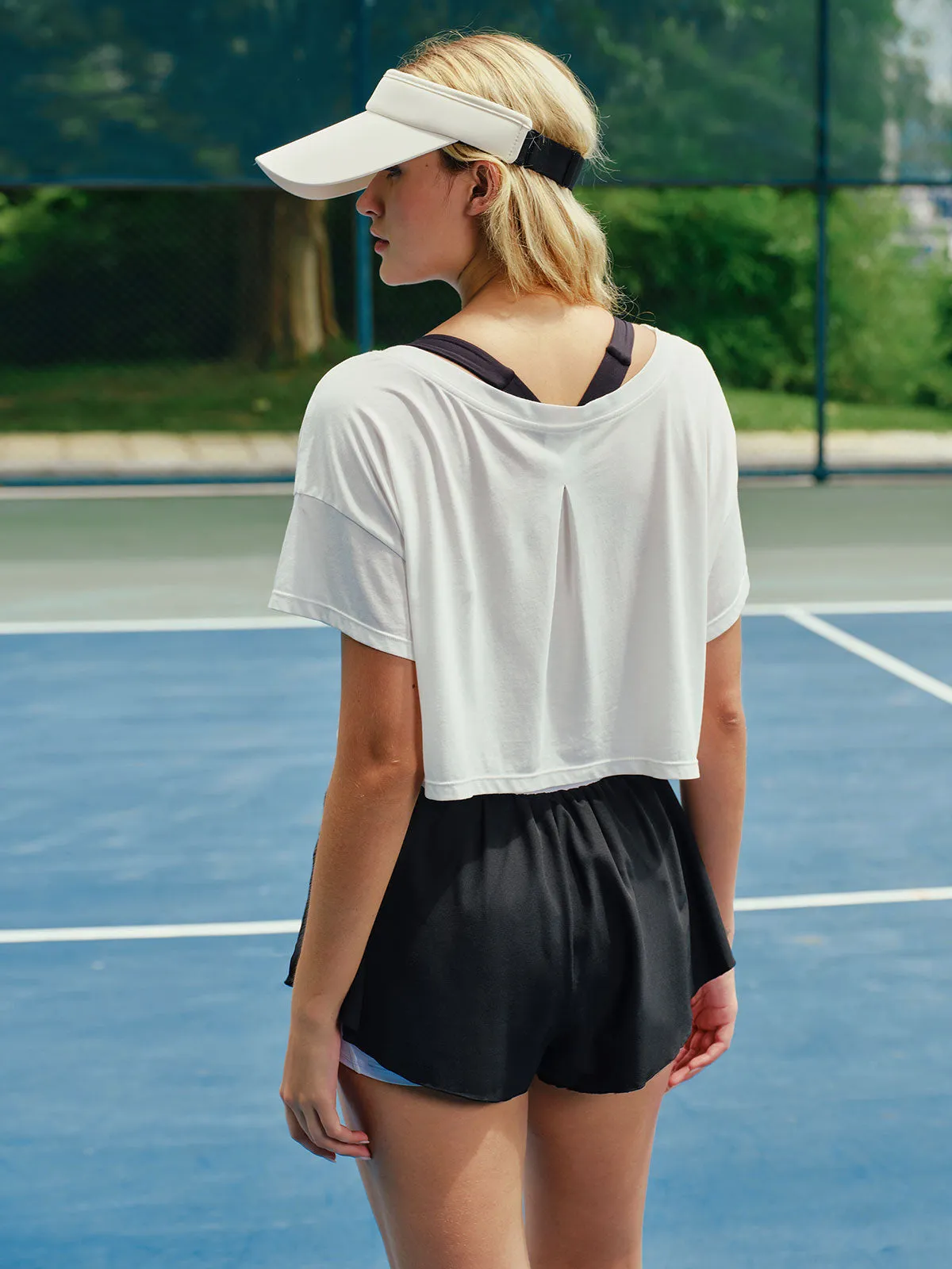 White V Neck Cotton Short Sleeved Top sold by BERLOOK product image thumbnail 2