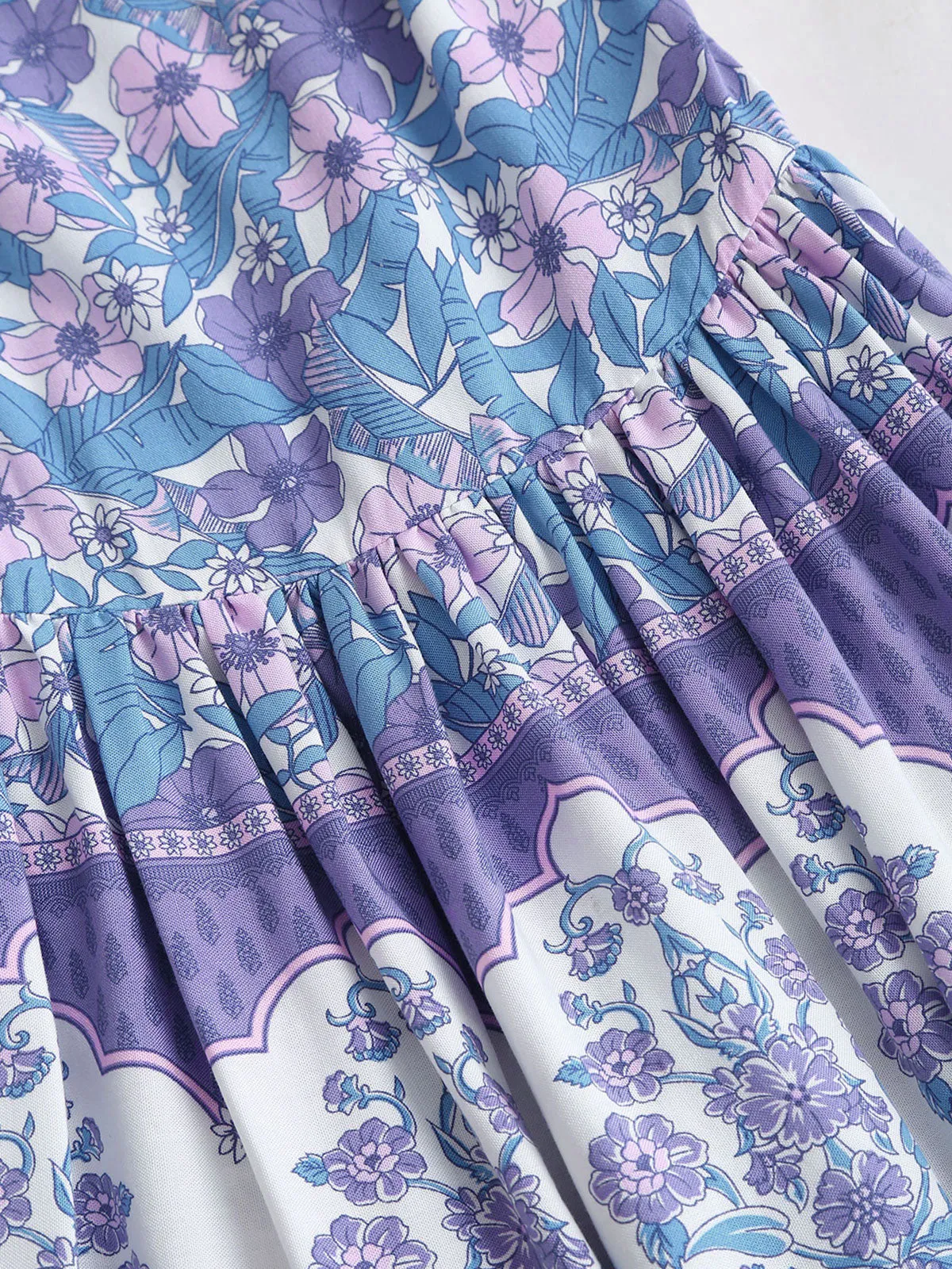 Purple Print Ruched Beach Dress sold by BERLOOK product image thumbnail 4