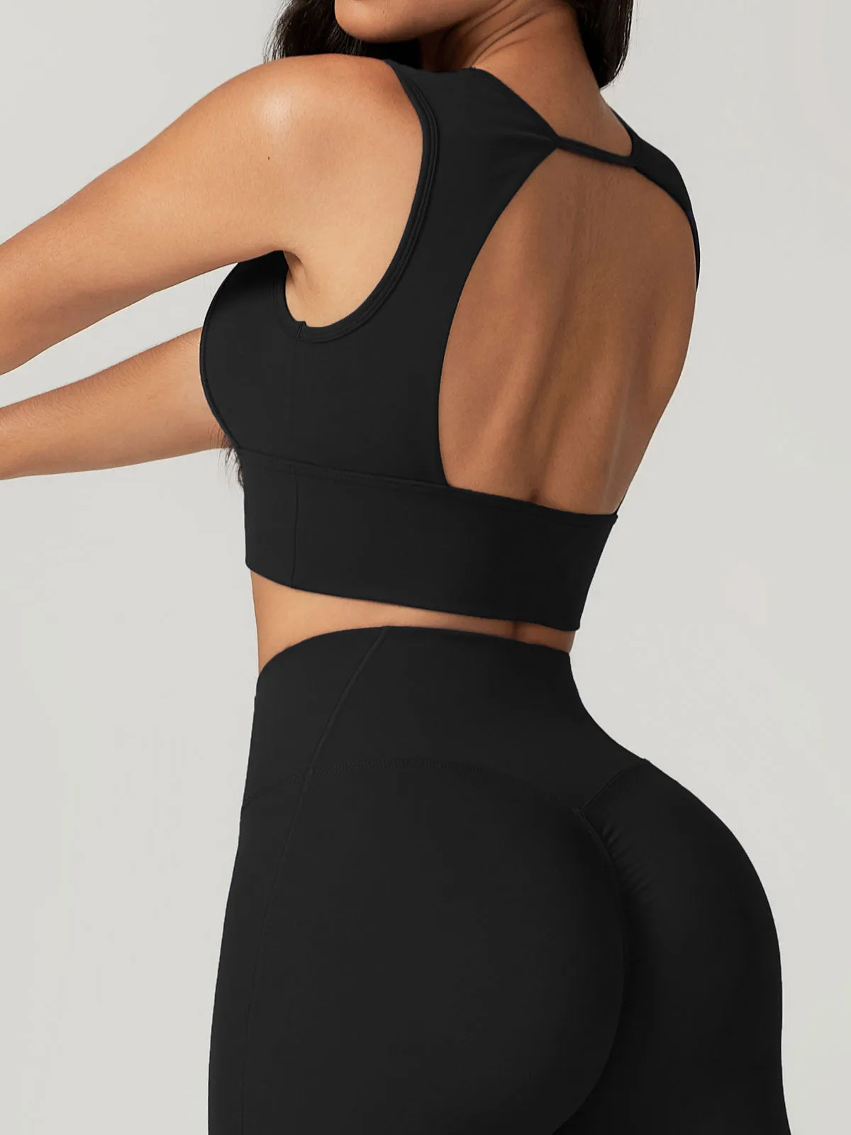 Black Strap Backless Sports Bra - Light Support sold by BERLOOK product image thumbnail 4