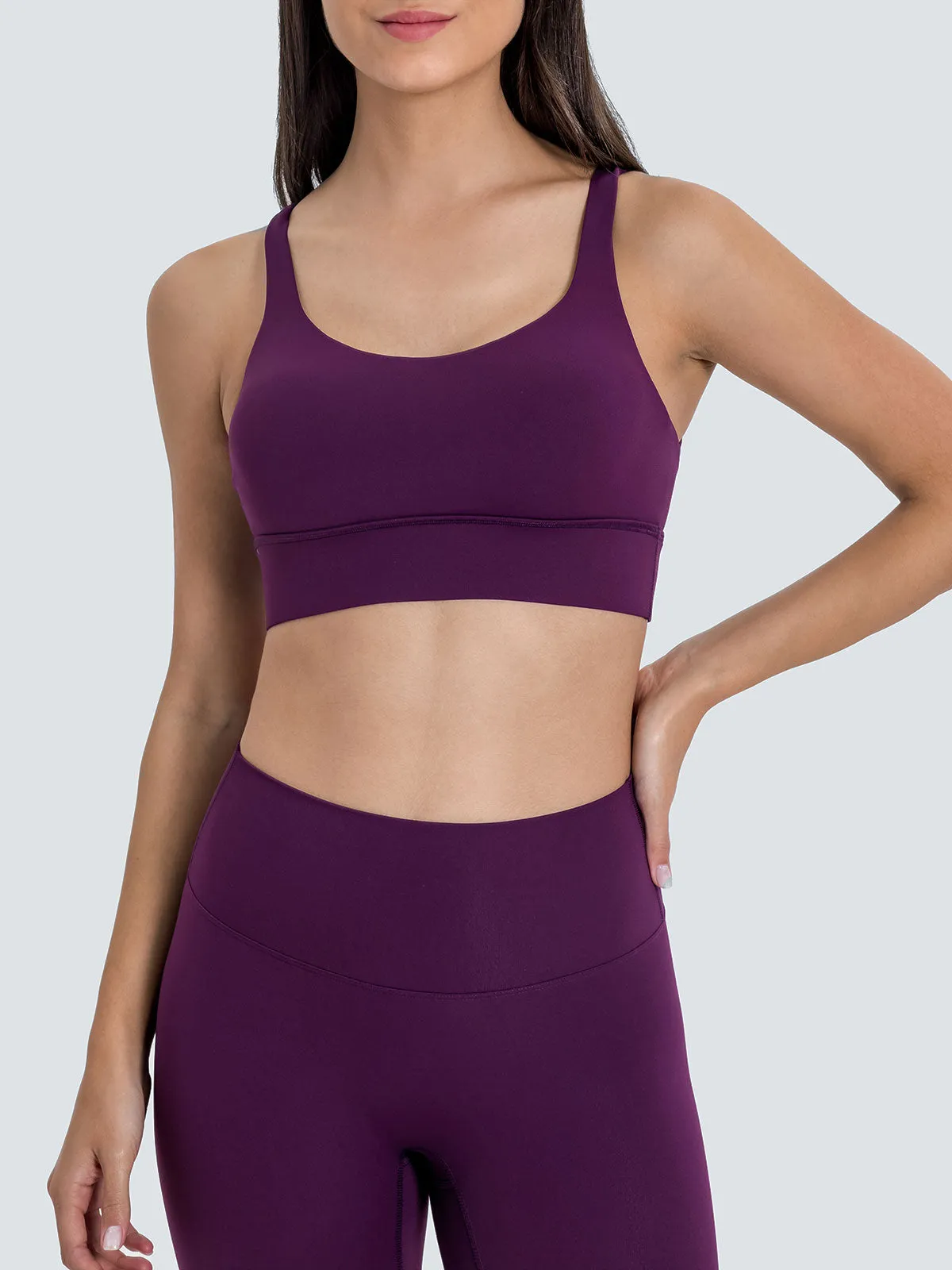 Purple Weave Cross Back Sports Bra sold by BERLOOK product image thumbnail 2