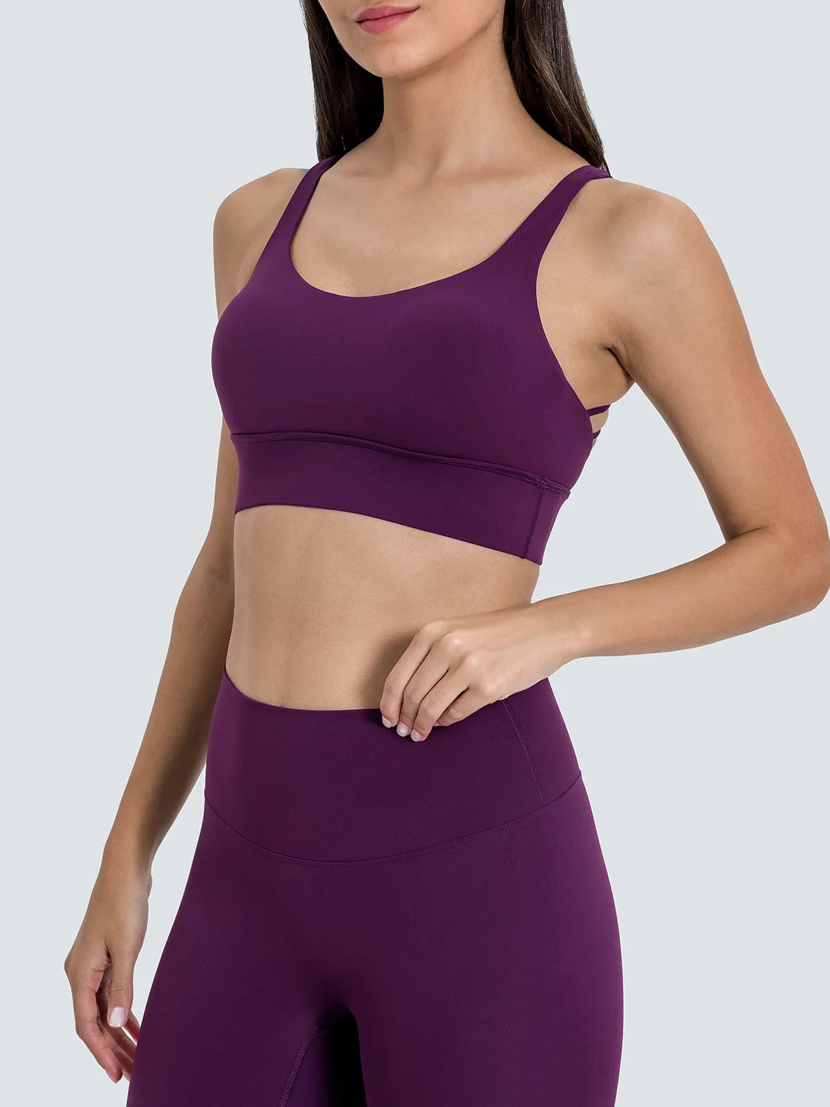 Purple Weave Cross Back Sports Bra sold by BERLOOK product image thumbnail 3