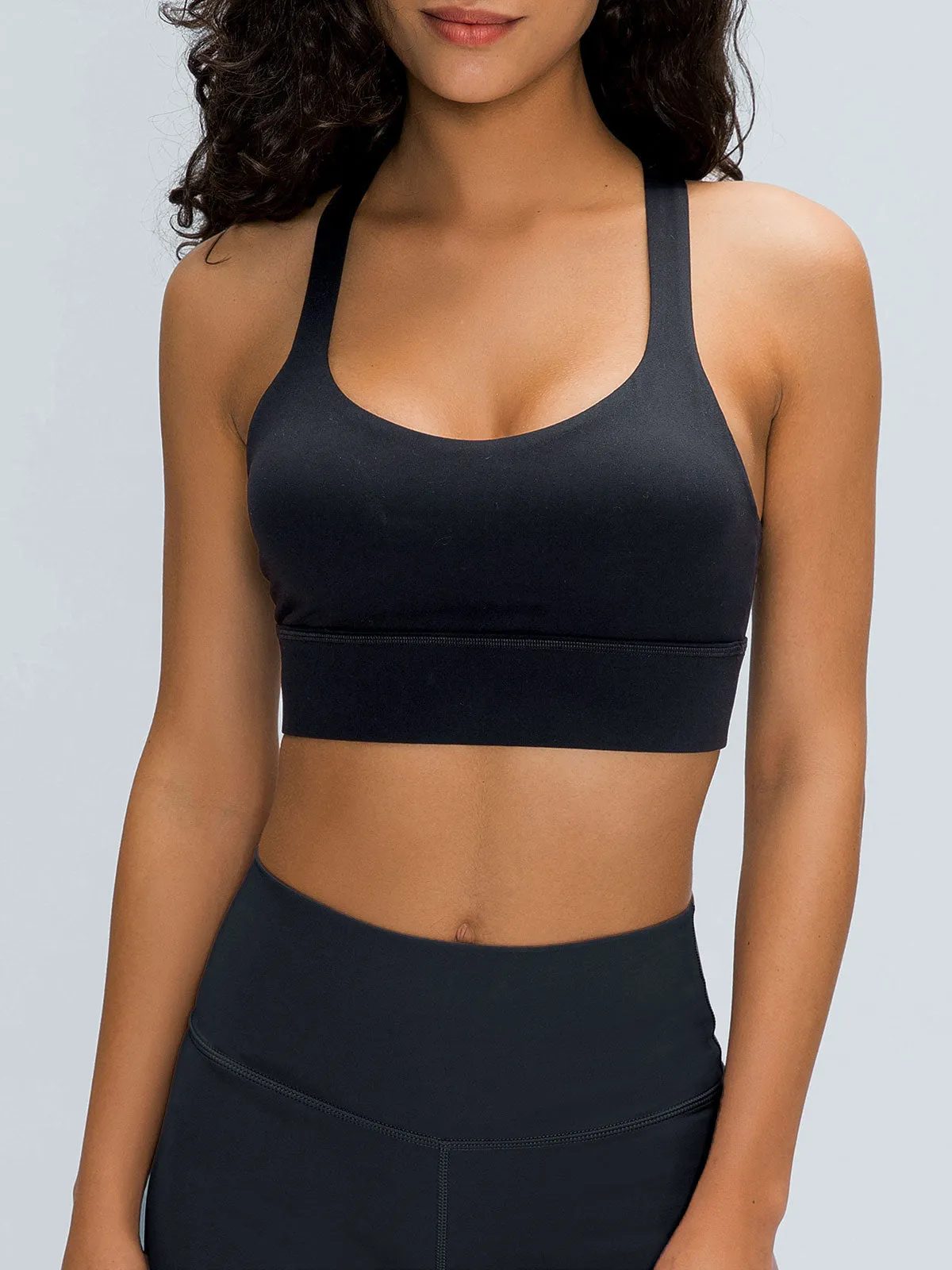 Black Weave Cross Back Sports Bra sold by BERLOOK product image thumbnail 2
