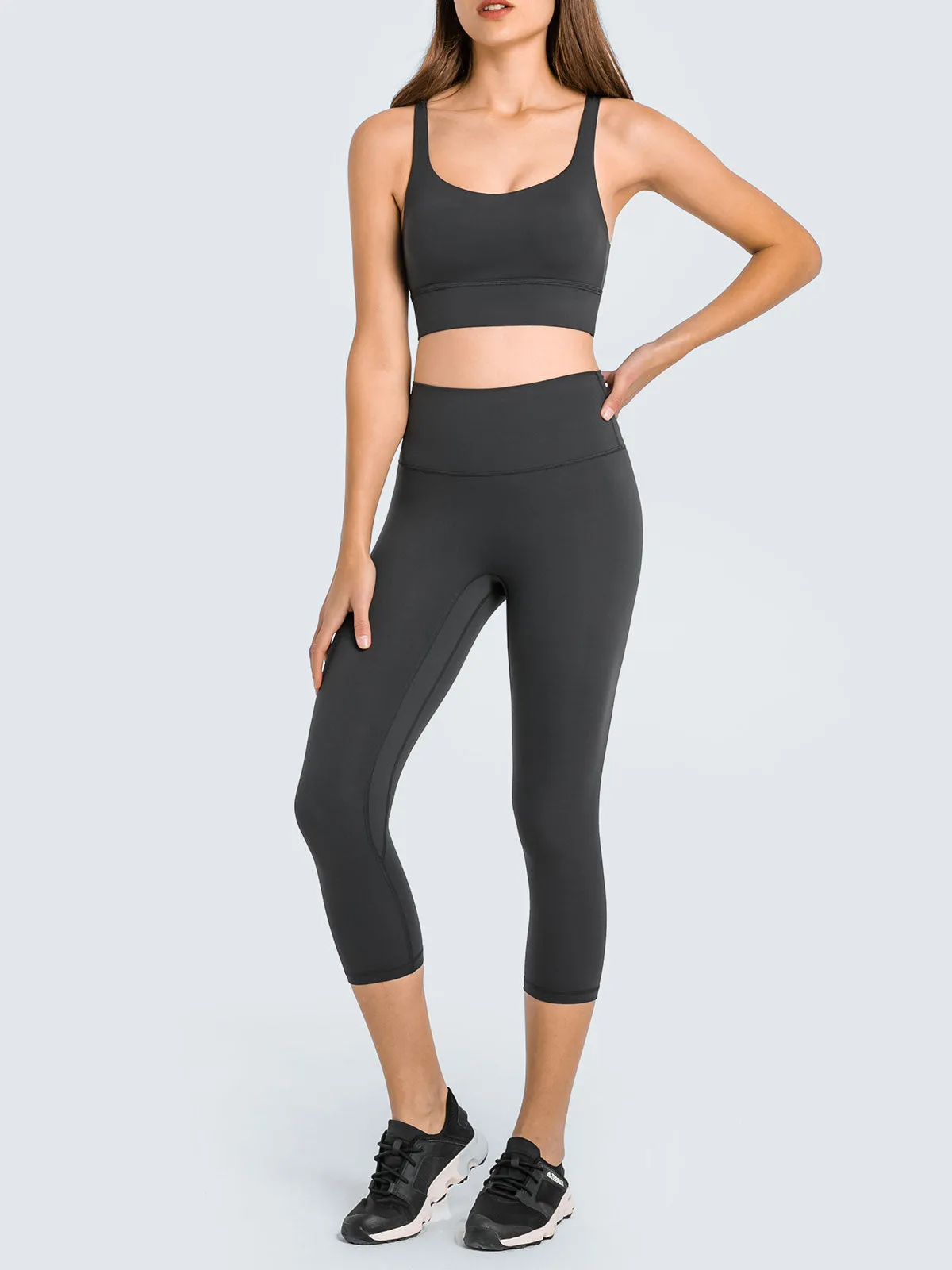 Black Weave Cross Back Sports Bra sold by BERLOOK product image thumbnail 3