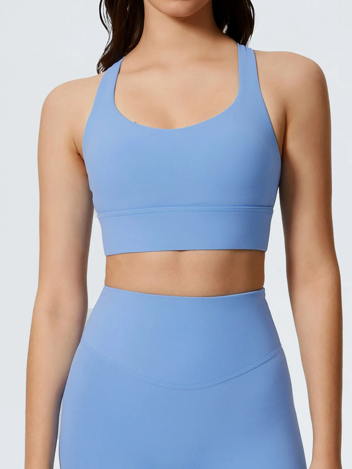 Blue Weave Cross Back Sports Bra sold by BERLOOK product image thumbnail 2