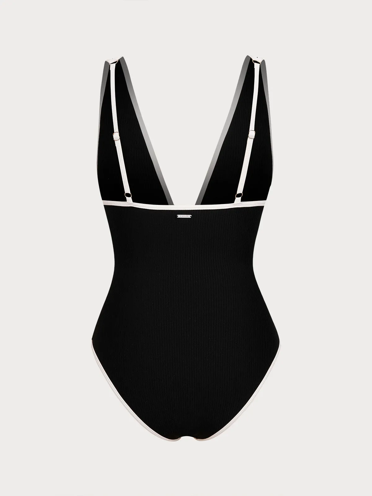 Black V Neck Tie One-Piece Swimsuit sold by BERLOOK product image thumbnail 2