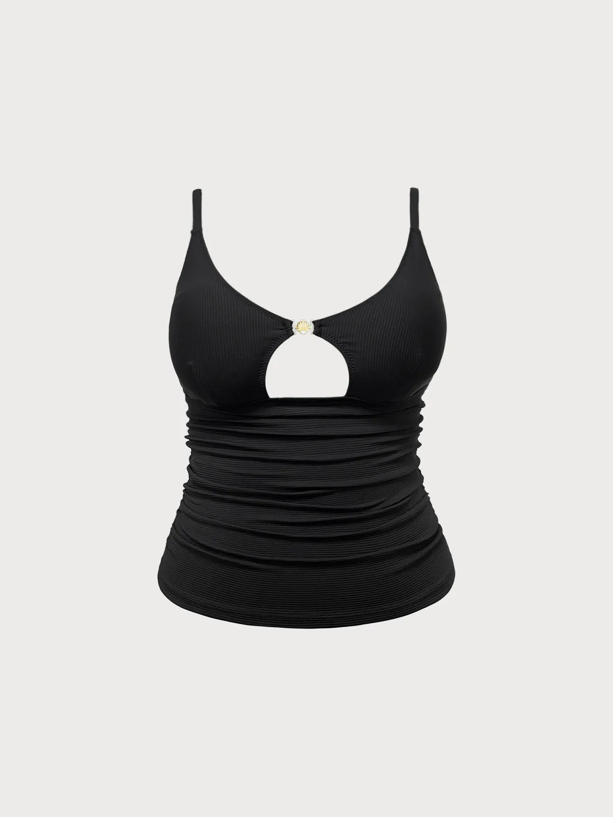 Cutout Gold-Accented Tankini Top sold by BERLOOK