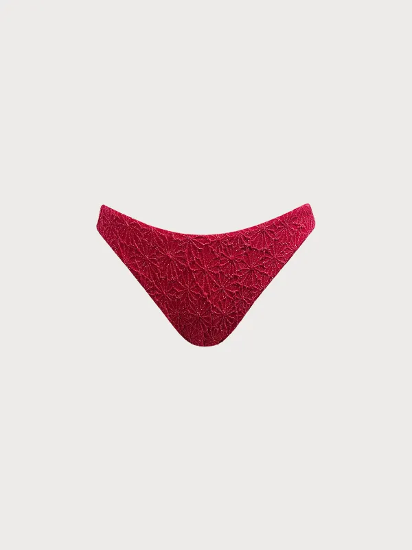 Wine Red Textured Bikini Bottom sold by BERLOOK